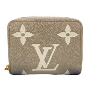 ルイヴィトン コインケース M82448 ジッピー・コインパース アンプラント 三つ折り財布 LOUIS VUITTON ベージュ レディース 中古の画像1