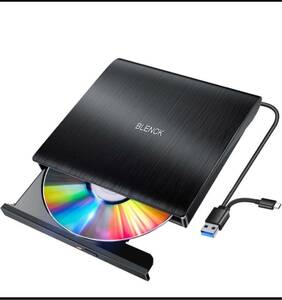 BLENCK DVDドライブ 外付け USB3.0 ポータブル CD/DVDプレイヤー コンパクト CD/DVD読取・書込 デスクトップパソコン (ブラック)