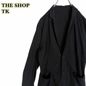 THE SHOP TK ザショップティーケー　テーラードジャケット カットソー素材　黒　レディース　Lサイズ　【AY1535】