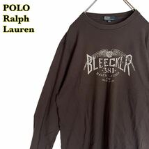 POLO Ralph Lauren ポロ　ラルフローレン　長袖Tシャツ　ロンT プリント　黒　メンズ　170cm 【AY1570】_画像1