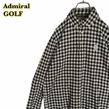 Admiral GOLF アドミラル　ゴルフ　長袖シャツ　チェックシャツ　白黒　Lサイズ　【AY1574】_画像1