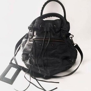 美品 BALENCIAGA バレンシアガ ビッグサイズ pompon ショルダー バッグ ハンドバッグ トートバッグ black ブラック 鞄 bagの画像1