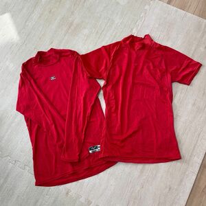 MIZUNO TIGORA アンダーシャツ ２枚セット　長袖&半袖　赤　160サイズ