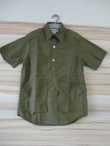 0467【本州のみ送料無料】SASSAFRAS　ササフラス　メンズシャツ　半袖　グリーン系カーキ色