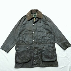 80s Barbour BORDER jacket c40 バブアー　ボーダー　オイルドジャケット　YKK棒ジップ　2ワラント　2クラウン