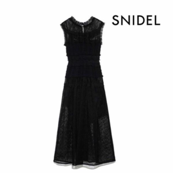 SNIDEL ミックスプリーツドレス ブラック
