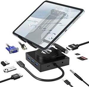 10 in 1 ブラック USB C ハブ アダプタ 10-in-1 ドッキングステーション USB ハブ Type-C 変換アダ