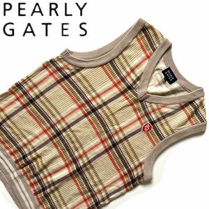 【送料無料】Pearly Gates パーリーゲイツ　チェック柄　ニット　ベスト　レディース　ゴルフ　golf ジレ