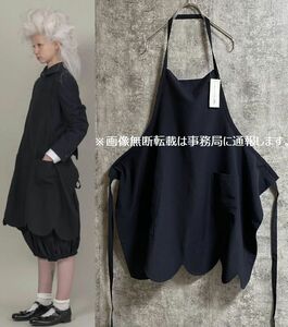 新品 2020AW COMME des GARCONS GIRL コムデギャルソン ガール☆ウールギャバ スカラップ デザイン エプロン/サイズS ネイビー 定価33000円