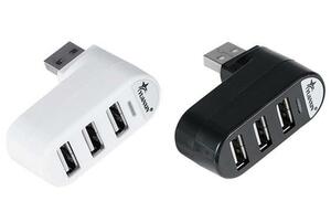 【普通郵便送料無料！】USBハブ 2.0 縦付3ポート 回転式 コンパクト ホワイト/ブラック(000)