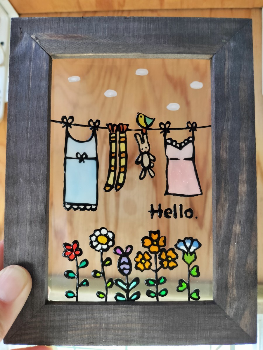 Free shipping * Stained glass style frame * Natural laundry, natural goods, handmade items ♪, Handmade items, interior, miscellaneous goods, others