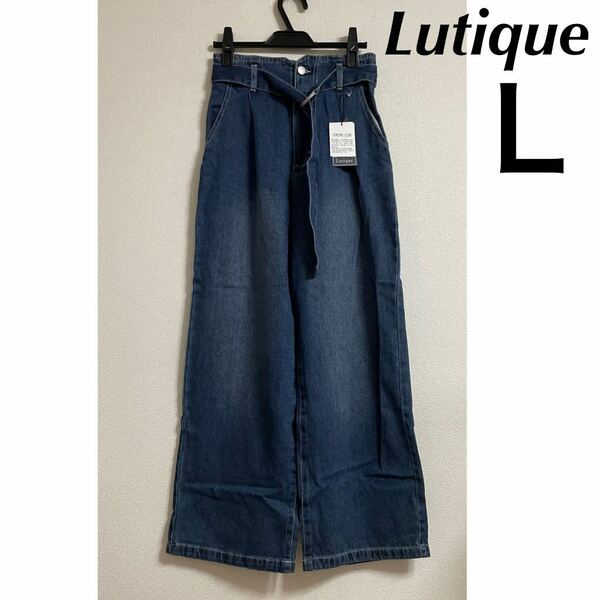 新品 Lutique デニムパンツ L タグ付き 未使用 パンツ ベルト付き ボトムス