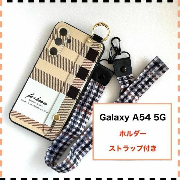 GalaxyA54 5G ケース ホルダー チェック柄 ギャラクシー A54