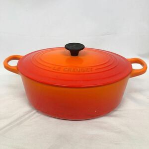 ルクルーぜ　オーバル鍋 27㎝ 楕円形 4.1L ル・クルーゼ　LE CREUSET 調理器具 オレンジ ココットロンド　 ホーロー鍋 両手鍋 ③