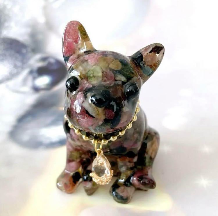 Lucky Orgonite French Bulldog with Curly Eyes, Handmade items, interior, miscellaneous goods, ornament, object