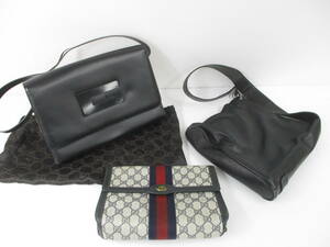 231232-005 GUCCI グッチ レザー Gロゴ ショルダーバッグ/GGキャンバス セカンドバッグ 等 計3点おまとめ