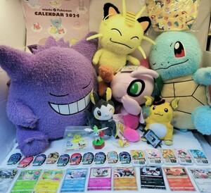 ポケモン ぬいぐるみ ゲンガー セレビィ ゼニガメ ニャース ライチュウ エモンガ ポーチ カレンダー ストラップ フィギュア スタンプ 36点