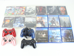 PlayStation PS3・PS4 ソフトまとめ プレイステーション コントローラー4つ付き ゲームソフト おもちゃ 玩具 ホビー 005IDAIA47