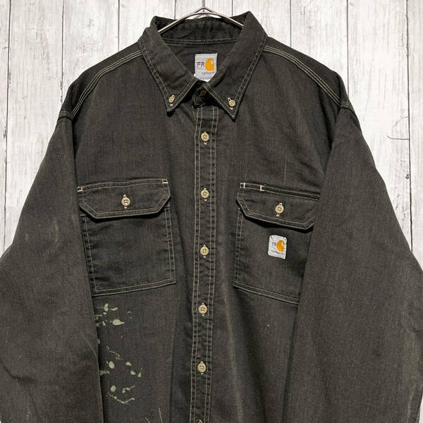 カーハート Carhartt 長袖シャツ ワークシャツ メンズ ワンポイント 2XLサイズ 5-59