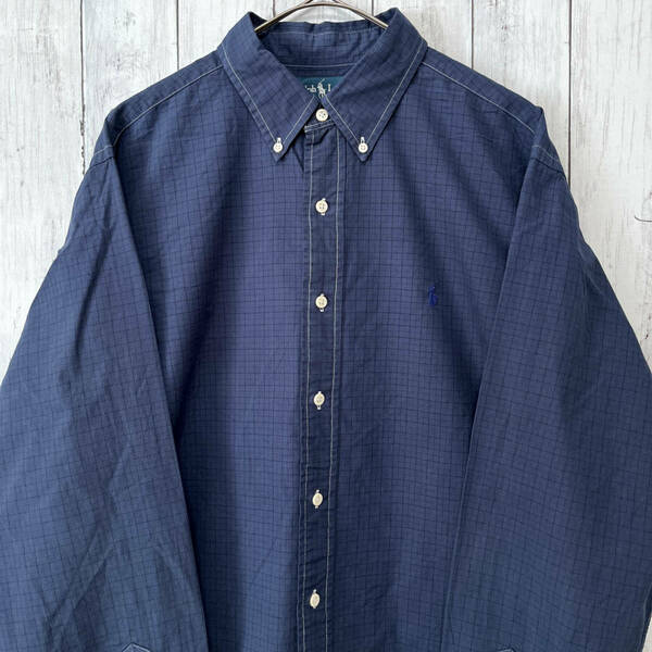 ラルフローレン Ralph Lauren CLASSIC FIT チェックシャツ 長袖シャツ メンズ ワンポイント サイズ16 1/2 コットン100% L~XLサイズ 5‐242