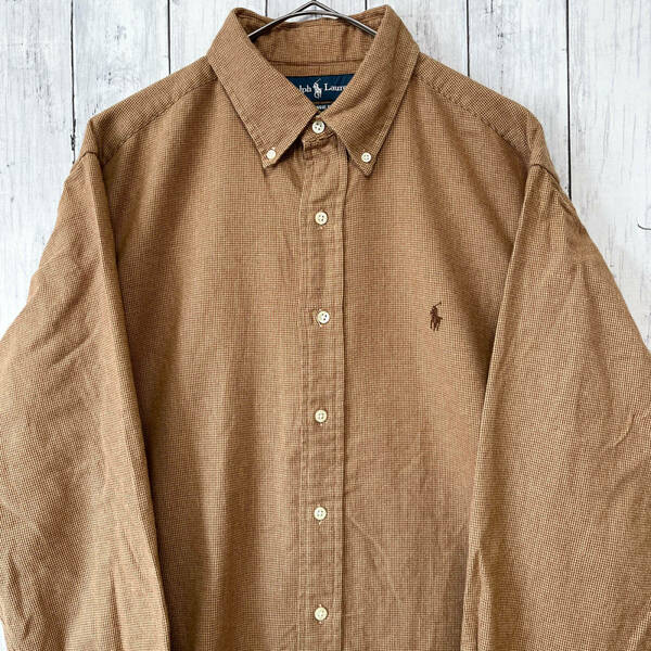 ラルフローレン Ralph Lauren CLASSIC FIT やや厚手 長袖シャツ メンズ ワンポイント コットン100% Lサイズ 5‐244