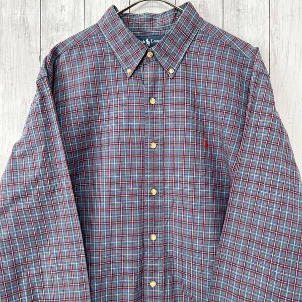 ラルフローレン Ralph Lauren CLASSIC FIT チェックシャツ 長袖シャツ メンズ ワンポイント コットン100% XLサイズ 5‐248