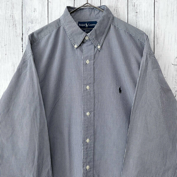 ラルフローレン Ralph Lauren BLAKE TWO-PLY COTTON チェックシャツ 長袖シャツ メンズ ワンポイント コットン100% Lサイズ 5‐294