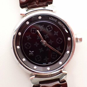定価40万円ほど ルイヴィトン タンブール ディスク ディアモン 10Pダイヤ Q12M3 モノグラム クオーツ 時計の画像1