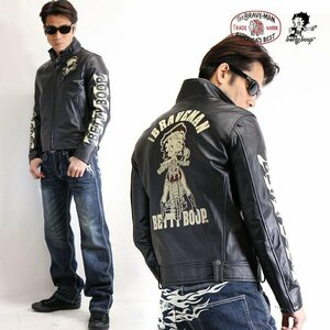 【超特価！！】 The BRAVE-MAN × BETTY BOOP ベティ ブープ 【定価￥39800】 カウレザージャケット BBB-2150 BLACK サイズ M