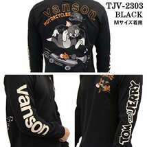 VANSON LEATHERS × TOM & JERRY トム アンド ジェリー 【定価\9500】 ロンTEE TJV-2303 BLACK サイズ XXL_画像3