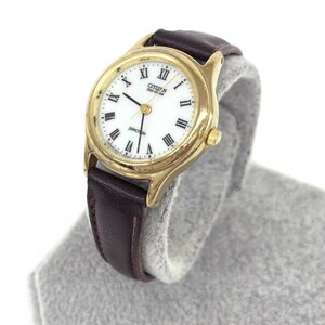 ◆Citizen シチズン 腕時計 ソーラー◆E030-S93916 ゴールドカラー×ブラウン SS レザー レディース ウォッチ watch