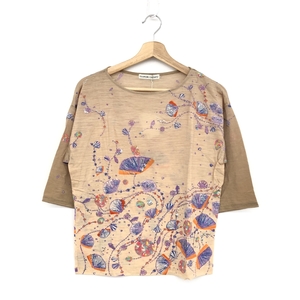  as good as new *tsumori chisato Tsumori Chisato cut and sewn size 2* beige lady's shell jewelry . print tops 