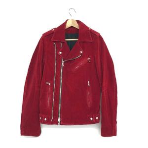 ◆BALMAIN HOMME バルマンオム ベロアライダースジャケット XSサイズ◆ レッド コットン メンズ アウター