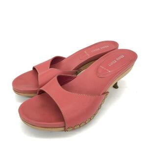 *miumiu MiuMiu sandals 36 1/2* pink leather pin heel sandals lady's shoes shoes shoes box attaching 