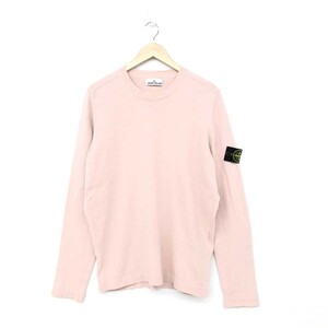 ◆STONE ISLAND ストーンアイランド コットンニット Lサイズ◆ ピンク 綿100％ メンズ クルーネック ワッペン 長袖 トップス