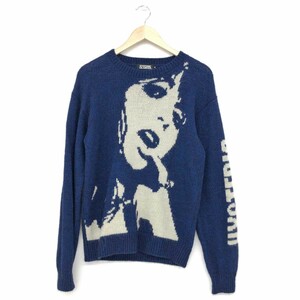 ◆HYSTERIC GLAMOUR ヒステリックグラマー 長袖ニット サイズM◆02193NS10 ブルー メンズ トップス WOMAN HEAD編込 アルパカ混