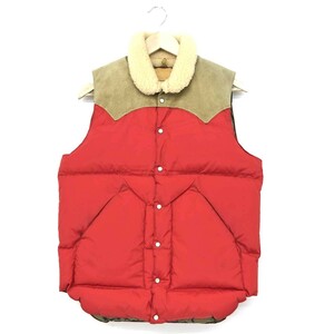 ◆Rocky Mountain FeatherBed ロッキーマウンテンフェザーベッド ダウンベスト サイズ38◆ レッド メンズ アウター ボア襟