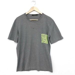 ◆LOUIS VUITTON ルイヴィトン 半袖Tシャツ サイズL◆ ブラック/ホワイト 綿100% メンズ トップス ボーダー モノグラムグラフティ