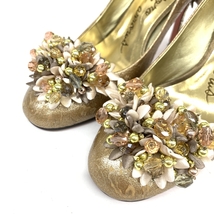 良好◆PEPITA D'ORO ペピータドロ パンプス 24.0◆ ゴールドカラー レザー エンボスペイズリー レディース 靴 シューズ shoes_画像6