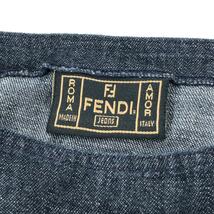 ◆FENDI フェンディ ノースリーブカットソー サイズI40◆ ネイビー コットン レディース ショート丈 ロゴプレート トップス デニム_画像5