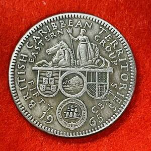 イギリス　硬貨　エリザベス女王　1965年　英領カリブ海領土国章　英領リーワード諸島国章　英領ウィンドワード諸島紋章　コイン　古銭