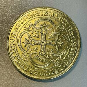 イギリス　硬貨　エドワード三世　 イングランド王　フランス アイルランド卿　四つ葉　王冠を持つ十字　ヒョウ　コイン　古銭　重さ24.61g