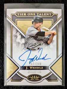 【初売！1円スタート】2023 Topps Tier One Baseball - Joey Wendle On Card Autograph 249シリアル / Marlins 直筆サイン