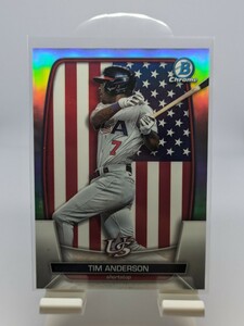 【1円スタート】2023 Bowman Chrome - Tim Anderson WBC Flag Refractor Variation 499シリアル USA - White Sox Topps