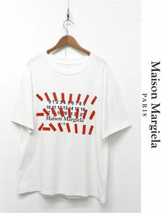 HGC-B348/MAISON MARGIELA 21SS 半袖Tシャツ クルーネック オーバーサイズ ロゴ テープカレンダー 44 S 白