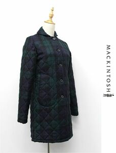 W078/英国製 mackintosh キルティングコート ジャケット 中綿 32 S相当 緑 濃紺 イギリス製 スコットランド製