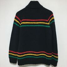 希少！カナダ製 カウチンセーターL位CANADIAN SWEATER COMPANYカナディアンセーターカンパニーピュアウールニットジップ黒ラスタカラー_画像2