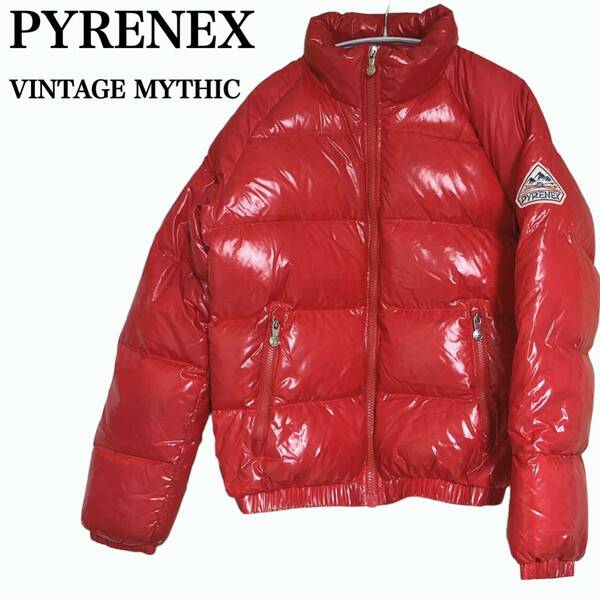 PYRENEX VINTAGE MYTHIC ピレネックス ミシック ダウンジャケット ロゴワッペン 赤 レッド メンズ S