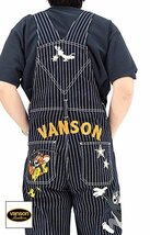 vanson×TOM＆JERRY デニムオーバーオール◆vanson ウォバッシュMサイズ TJV-2408 バンソン ヴァンソン トムとジェリー 刺繍_画像1