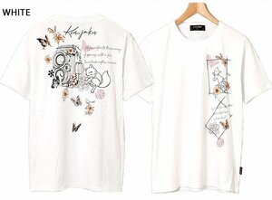 「クラシカルな二眼レフカメラ」半袖Tシャツ◆今昔 ホワイトMサイズ KJ-29183 和柄 和風 狐 キツネ きつね ユニセックス こんじゃく